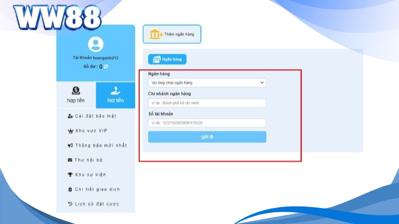 Hãy liên kết tài khoản ngân hàng trên hệ thống nhà cái WW88